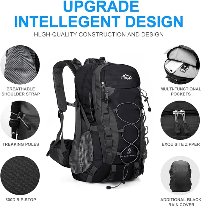 INOXTO lightweight Hiking Backpack 35L/40L Hiking Daypack with Waterproof Rain Cover for Travel
