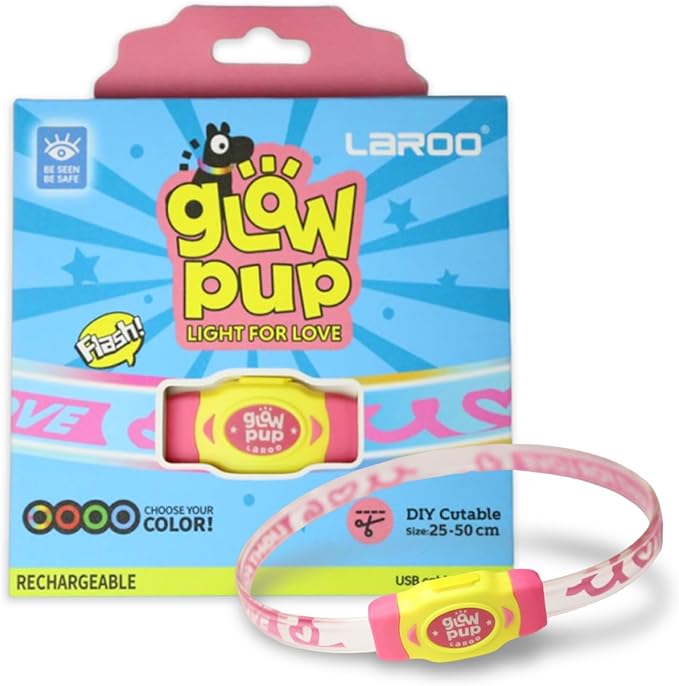 LaRoo LED Light Up Dog Collar, Multi-Color Glowing Safety Pet Collar, USB Rechargeable, Adjustable