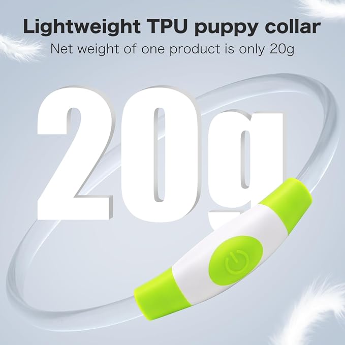 BSEEN Light Up Dog Collar - Rainproof Rechargeable LED Dog Collar - TPU Cuttable Glowing Pet Collar