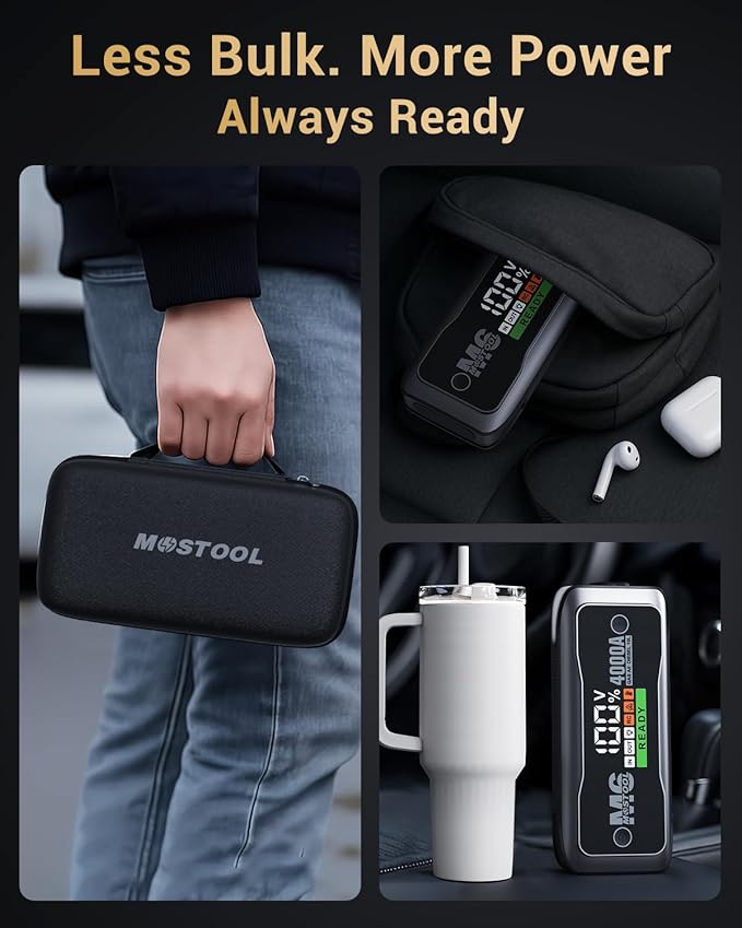 MOSTOOL M6 4000A Jump Starter with Smart HD Display, 12V Portable Jump Box & Car Battery Booster