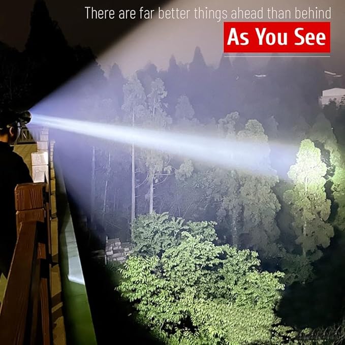 LED Hunting Headlamp Super Bright Rechargeable Head Lamp with Independent Battery Pack, 9 Times