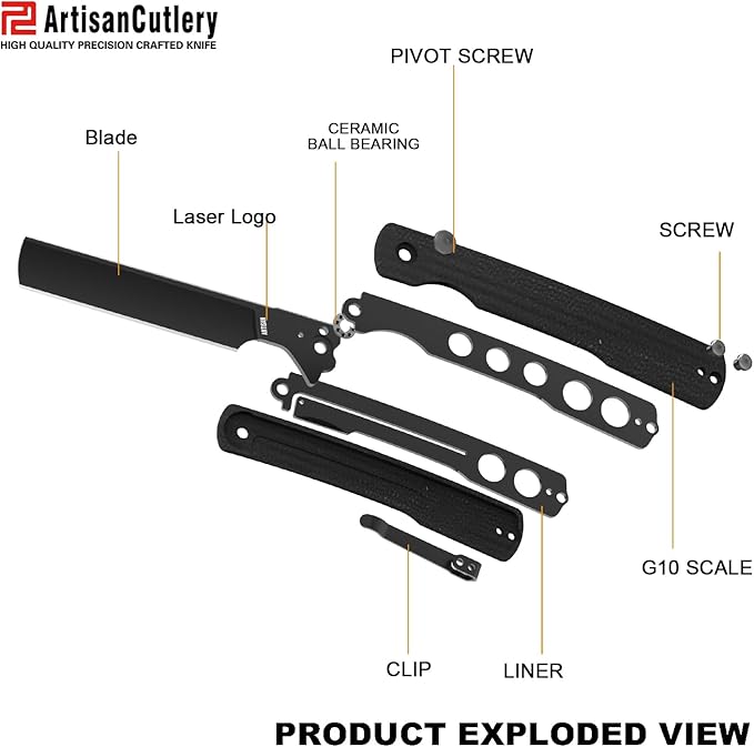 ARTISANCUTLERY Orthodox V2 Pocket Knife, 3.54" AR-RPM9 Steel Blade G10 Handle Folding Knife for