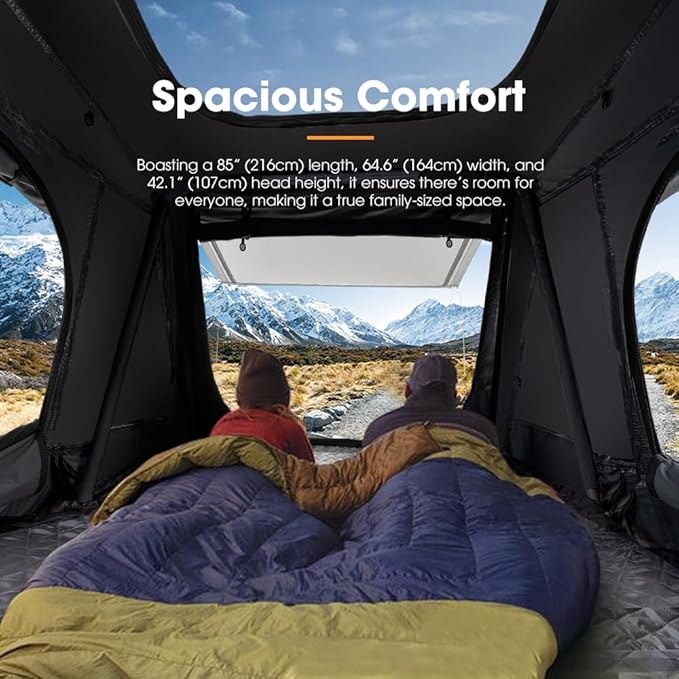 Sanhima Rooftop Tent Hard Shell - Jervis Overland Aluminium ABS Roof Top Tent w/Stargaze Window &