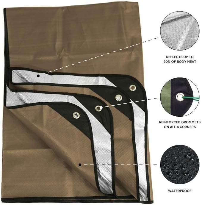 Arcturus Insulated Tarp, Reusable Heavy Duty Thermal Survival Blanket ??60x82in, Reflects 90% Body
