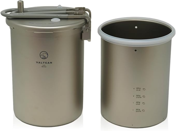 Valtcan 1800ml Titanium Pressure Rice Cooker Pot with Locking Lid | Lightweight Camping &