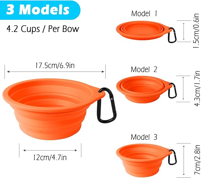 PetBonus 2-Pack Large Silicone Collapsible Dog Bowls, 34oz/1000ml BPA Free Portable Foldable Travel