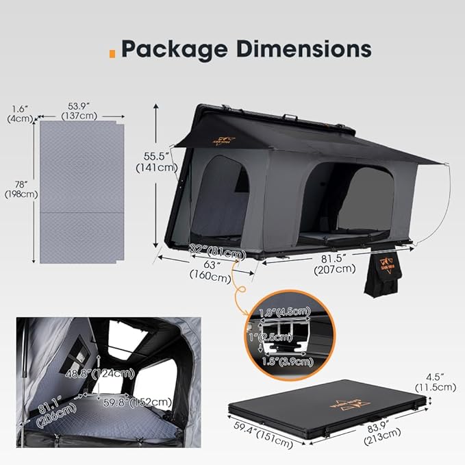 SanHima Rooftop Tent Hard Shell - Hotham Side Overland Aluminium Roof Top Tent Side-Open Design