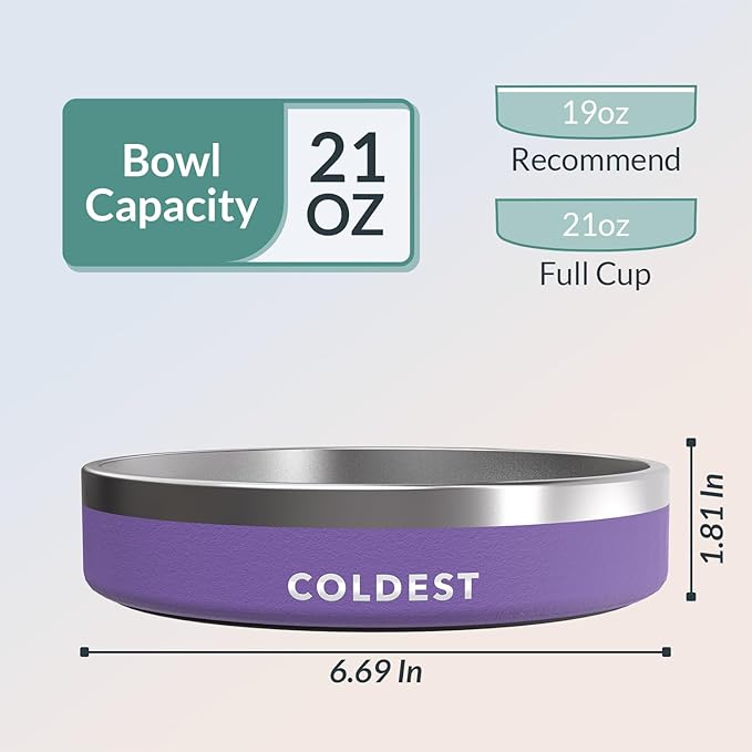Coldest Dog Bowl - Anti Rust Metal, Non Slip, 3 Layers Insulated Stainless Steel Dog Bowls - Spill
