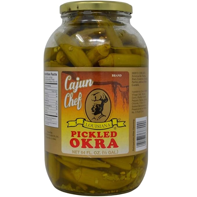 Cajun Chef Pickled Okra 64oz - One Half Gallon (Pack of 1) - Great in Bloody Mary's - Versatile