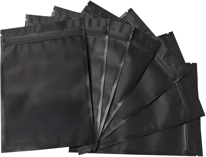 100 Pack Mylar Bags 6.3 x 9.4 Inches Resealable Smell Proof Bags for Storage Foil Pouch Bags Matte