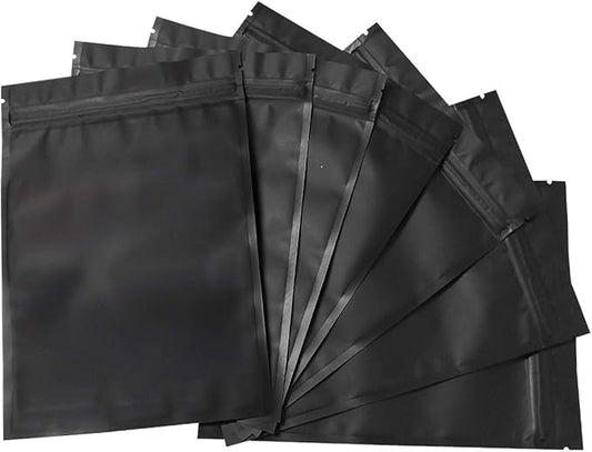 100 Pack Mylar Bags 6.3 x 9.4 Inches Resealable Smell Proof Bags for Storage Foil Pouch Bags Matte