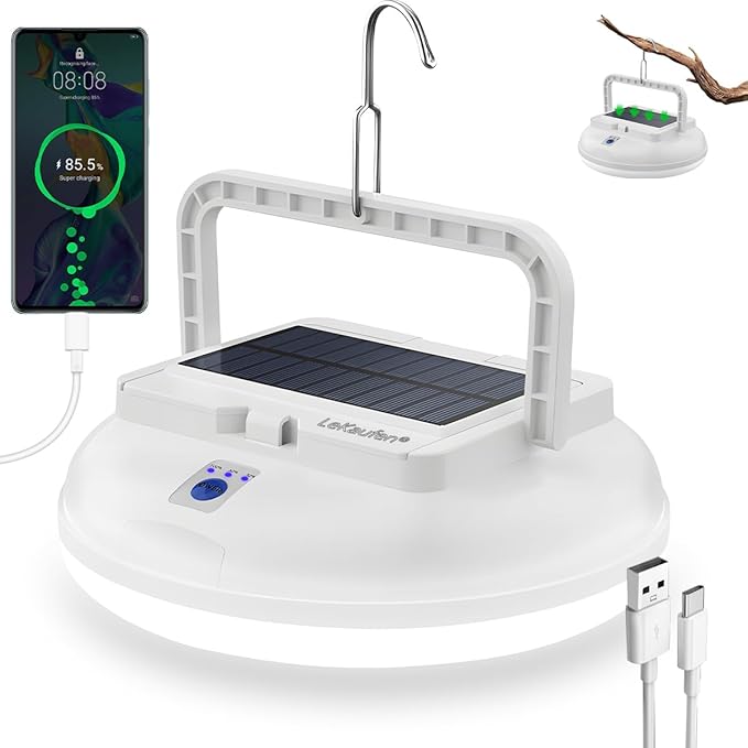 4500LM Solar Camping Light - Portable Camping Lantern Hanging Waterproof Tent Lights, Bright USB