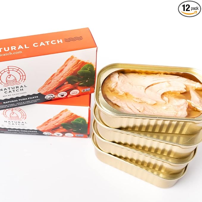 Natural Catch Tuna Filets, Hand Cut, Pole & Line Caught, Gluten-Free, Paleo, Keto Friendly (4.4 oz