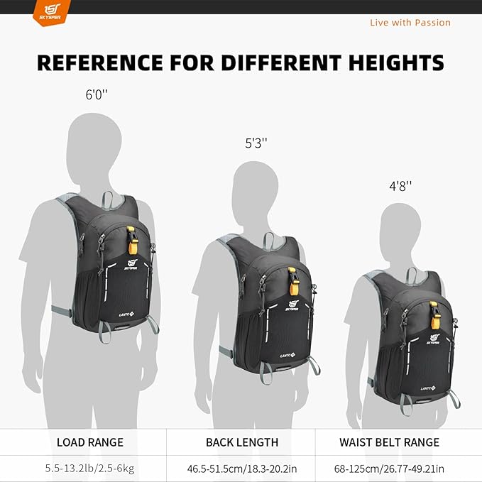 SKYSPER Small Hiking Backpack - 15L Travel Daypack Lightweight Bag Water Resistant Hiking Backpacks