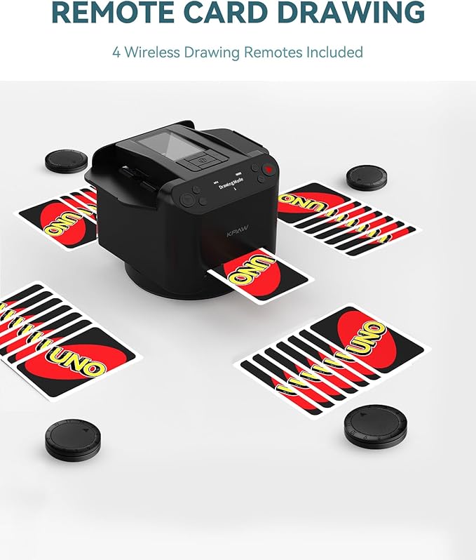 Automatic Card Shuffler and Dealer - 1-2 Decks Support 12 Players, 4 Drawing Remotes, Built-in