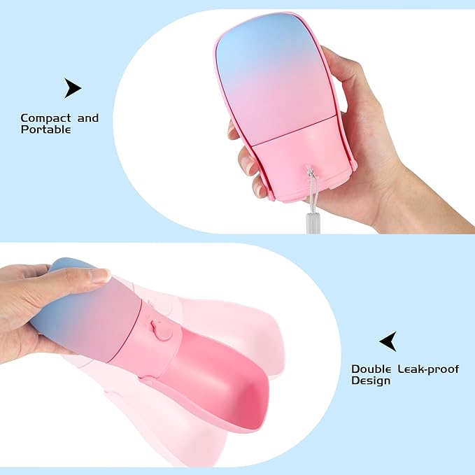 Dog Water Bottle, Travel Puppy Water Bowl, Leak Proof Portable Puppy Water Dispenser, Foldable Dog