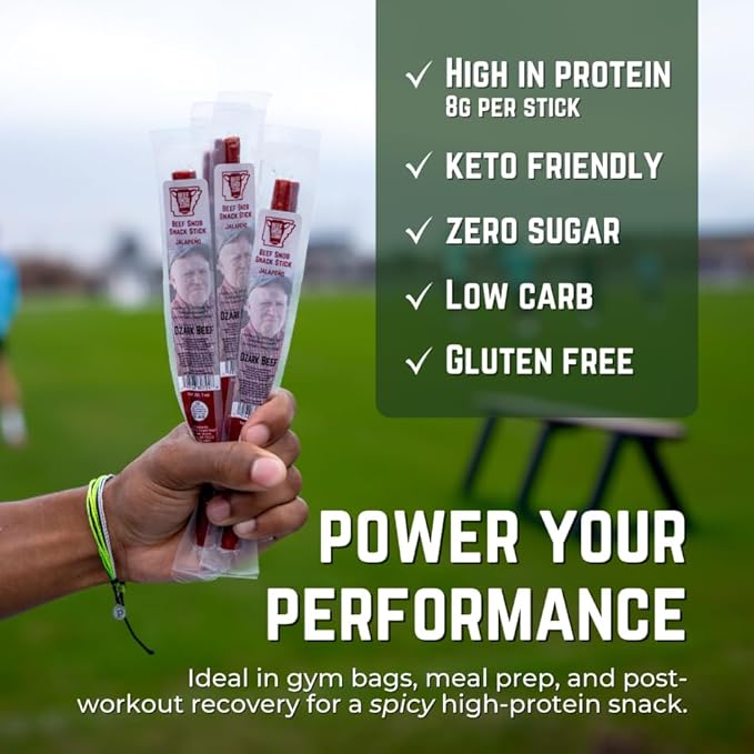 Beef Snob Snack Sticks - Jalapeño Flavor - 1 Ounce Snack - 20 Meat Sticks Per Box - High Protein