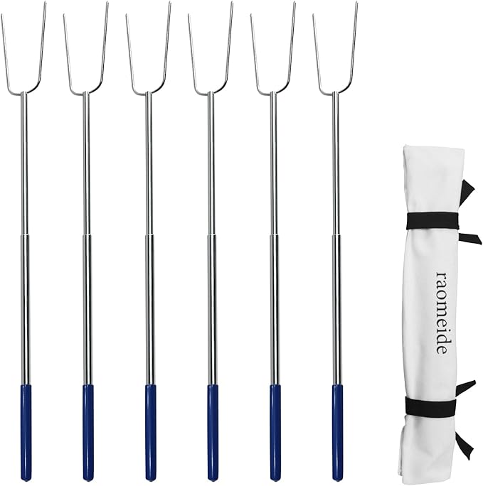 32" Heavy Duty Hot Dog Roasting Sticks for Campfire, Smores Sticks for Fire Pit Long, Marshmallows