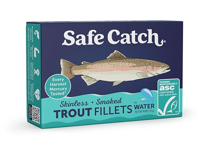 Safe Catch Smoked Rainbow Trout Fillets in Water, Skinless and Boneless Canned Fish, Mercury