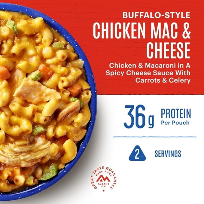 Mountain House BuffaloStyle Chicken Mac & Cheese FreezeDried Food for Camping, 12 Servings, 30Year