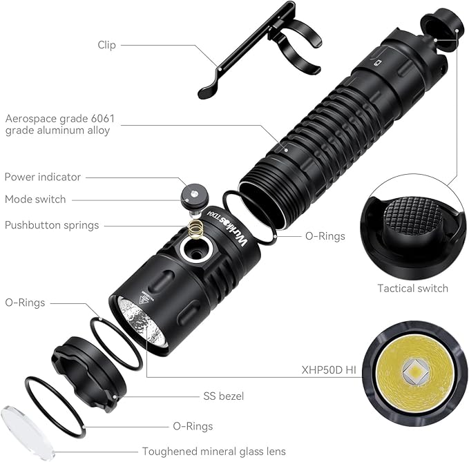 Wurkkos TD04 Tactical Flashlight, Handheld Flashlights Rechargeable, 3000 Lumens Super Bright LED