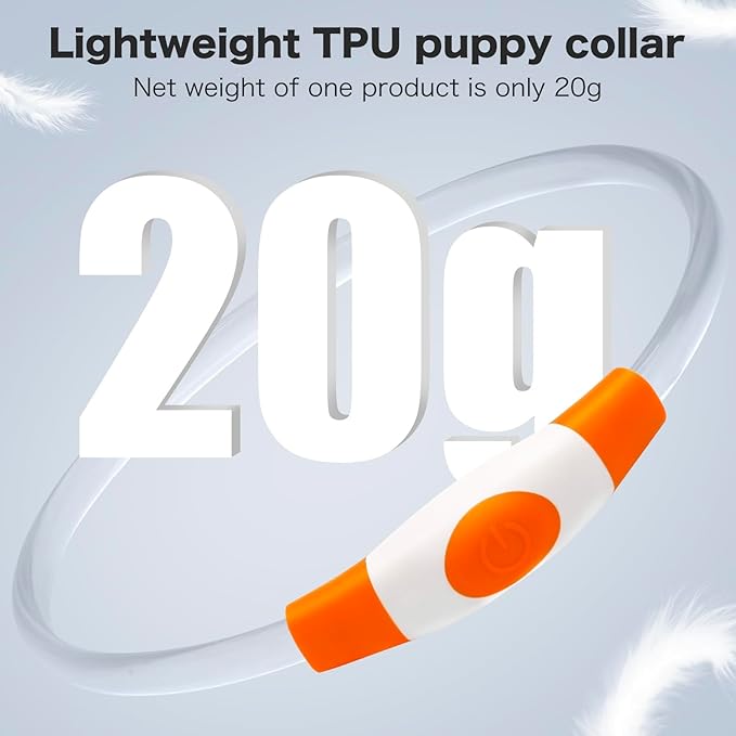 BSEEN Light Up Dog Collar - Rainproof LED Dog Collar Rechargeable - TPU Cuttable Glowing Pet Collar