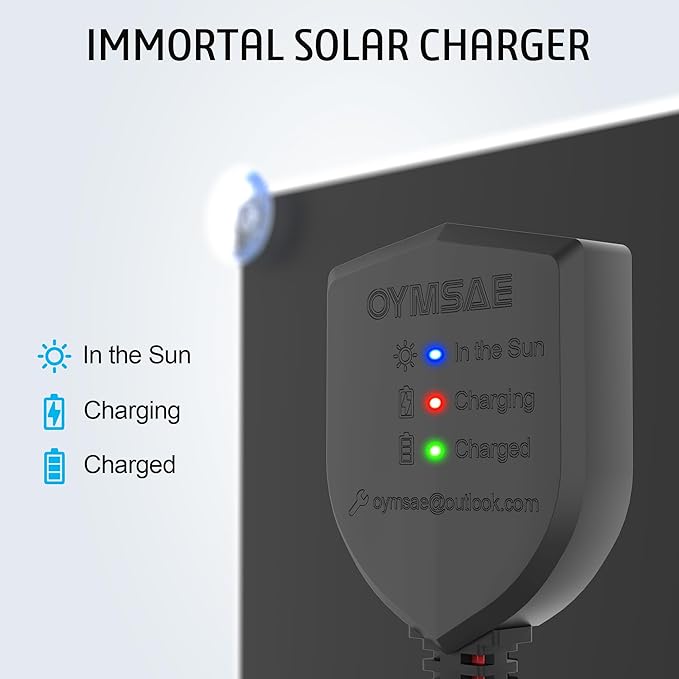 OYMSAE12V Solar Battery Charger ，10W Waterproof Solar Battery Maintainer,Portable Solar Panel