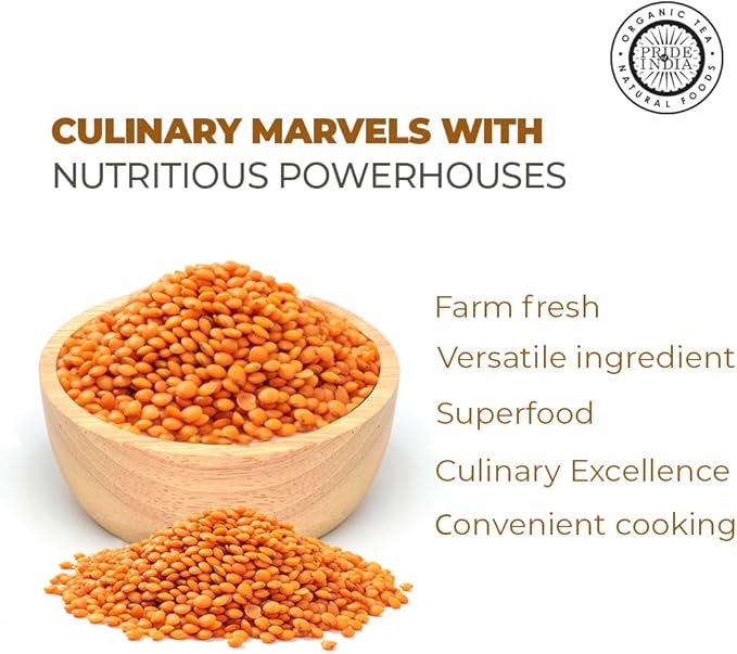 Pride Of India - Indian Split Masur Red Lentils - Protein & Fiber Rich Masoor Dal, 3.0 Pound Jar