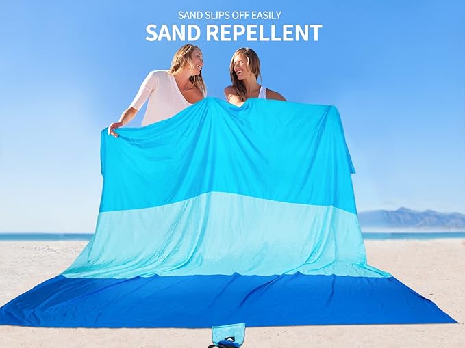 Beach Blanket Waterproof Sandproof Beach Mat 79" X 83"/10'x9'for 2-8 Adults Quick Drying Outdoor