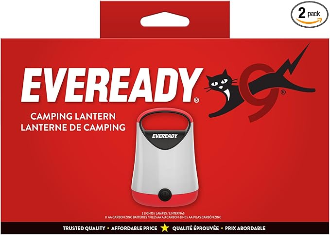 Eveready LED Camping Lantern X-250 (2-Pack), Super Bright Tent Lights, Rugged Water Resistant LED