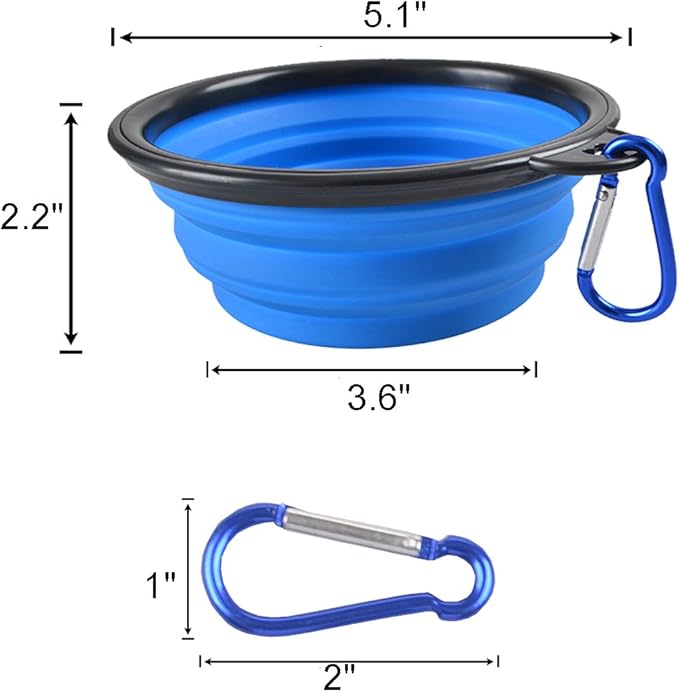 Collapsible Dog Bowls - 4 Pack, Portable Travel Water and Food Bowl with Carabiner Clip for Dogs