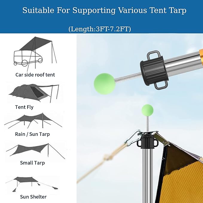 SANLIKE Telescoping Tarp Pole Heavy Duty Tent Poles, 33"-86.6"/94" Thickened Tube Collapsible