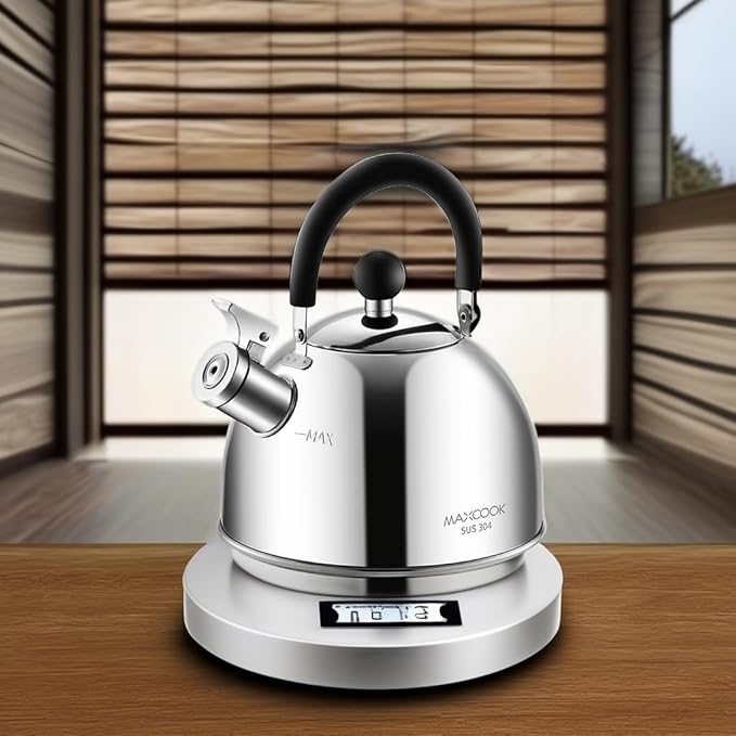 304 Stainless Steel Whistling Tea Kettle 2.1 Quart/2L, Suitable to Boiling Water & Tea on Induction