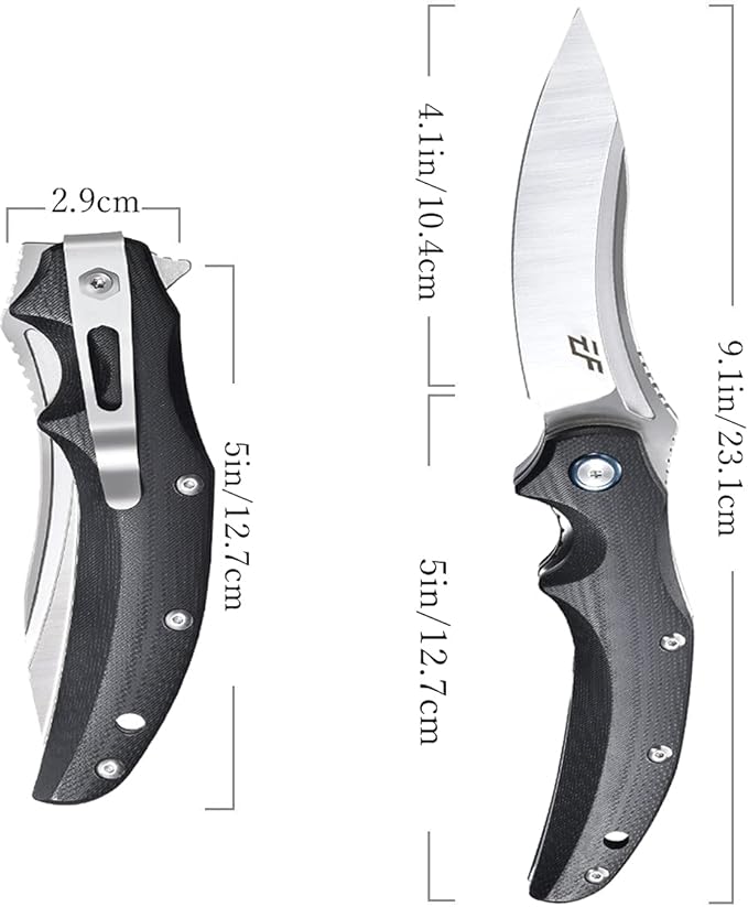 Eafengrow EF951 Folding Knife,D2 Blade and G10 Handle with Liner Lock Ball Bearing Pocket Knife EDC