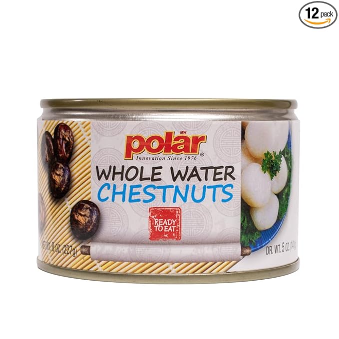 MW Polar Canned Vegetables Water Chestnuts, Whole, 8 Ounce, (Pack of 12)