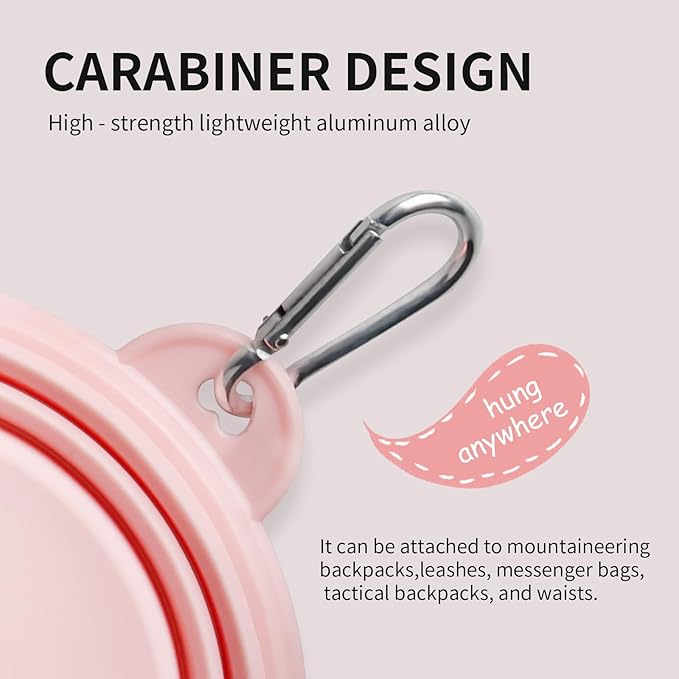 Collapsible Dog Bowls 2-Pack, Portable Travel Dog Bowl with Carabiner, Food-Grade Silicone Pet Bowl
