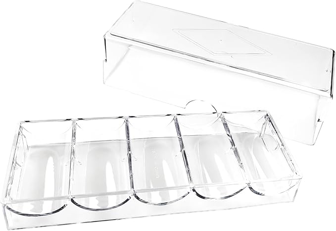 Poker Chip Holder Tray Racks - 1Pack Clear Acrylic Chips Rack Case with Cover Poker Table
