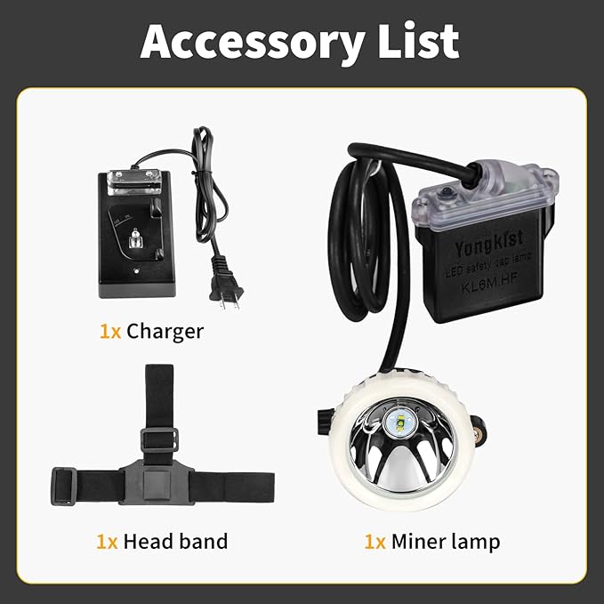 Rechargeable Mining Headlight, 1+2 LED Super Bright Cap Lamp, Explosion Proof Waterproof Hard Hat