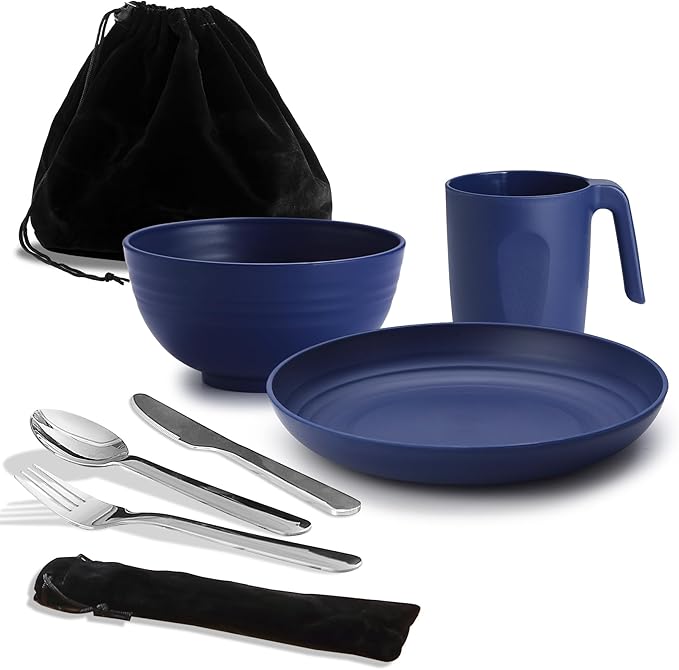 Camping Utensils, Reanea Camping Mess Kit for Travel, Camping, Picnic, Outdoor, Camping Gear