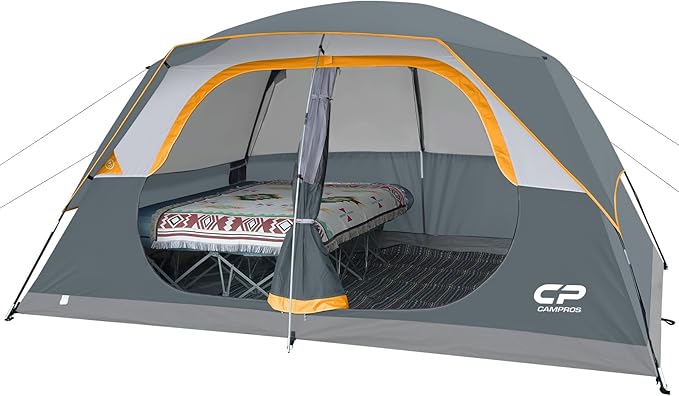 CAMPROS CP Tent 8 Person Camping Tents, Waterproof Windproof Family Tent with Top Rainfly, Large