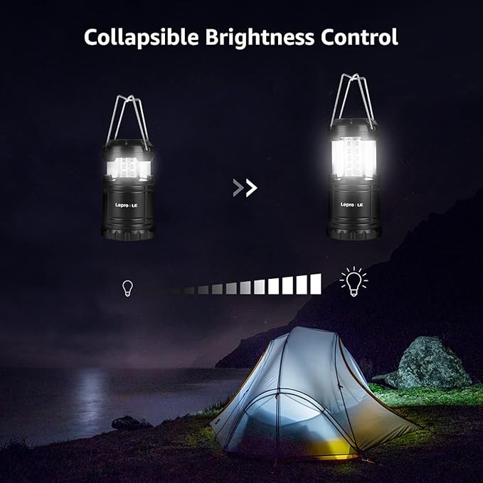 Lepro LED Camping Lanterns Battery Powered, Collapsible, IPX4 Water Resistant, Outdoor Portable