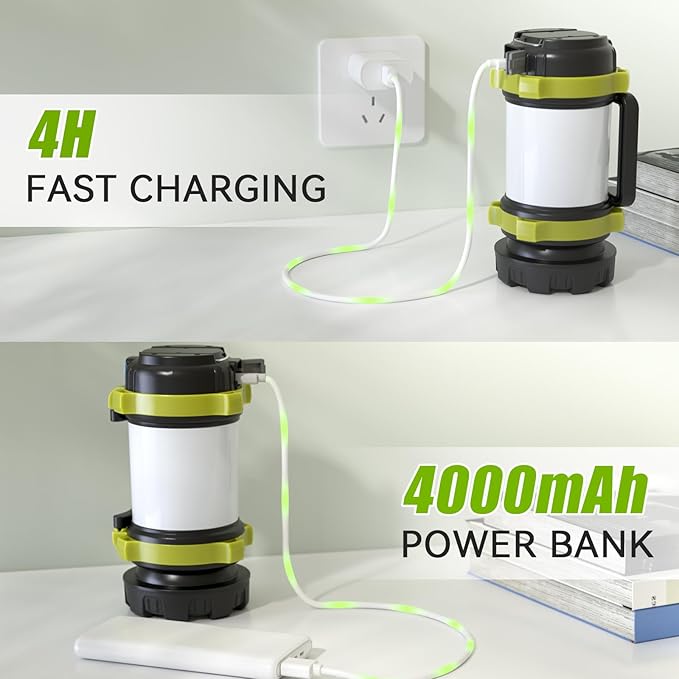 Camping Lantern Rechargeable, Alpswolf Camping Flashlight 4000 Capacity, 6 Modes, IPX4 Waterproof