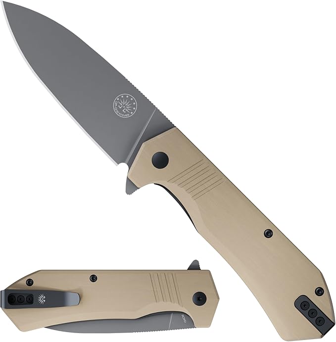 Off-Grid Knives - STINGER XL Folding Knife, 154CM Steel, Full Flat Grind, G10 Scales, Ceramic