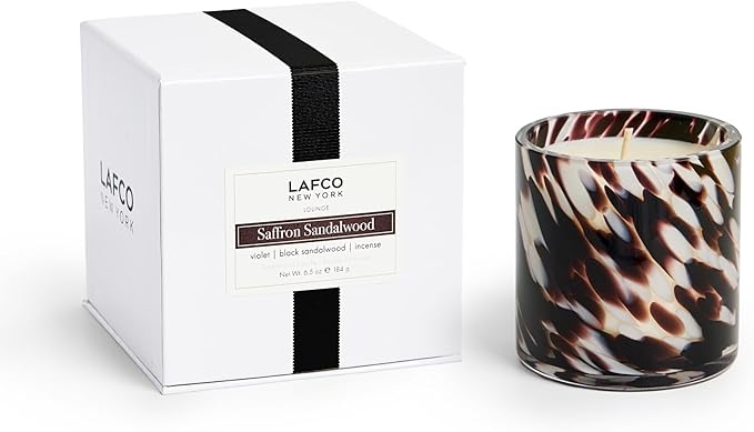 LAFCO New York Classic Fall Candle, Saffron Sandalwood - 6.5 oz - 50-Hour Burn Time - Reusable