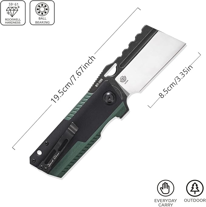Sitivien ST155 Folding Knife,Sandvik 14C28N Steel Blade,G10 Handle EDC Tool Knife Pocket Knife for