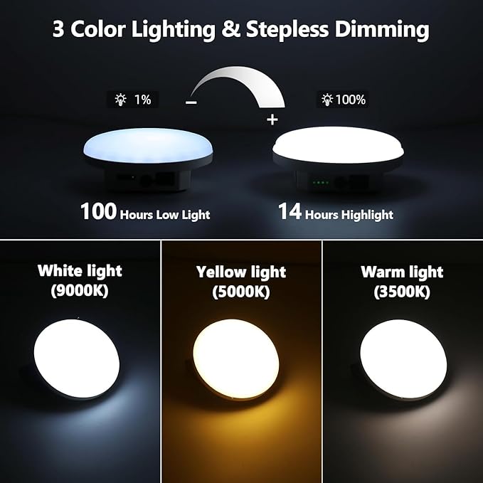 12000mAh 4000LM Camping Lights 3 Color Lighting Modes Bright Rechargeable LED Lamp 40W Hanging Tent