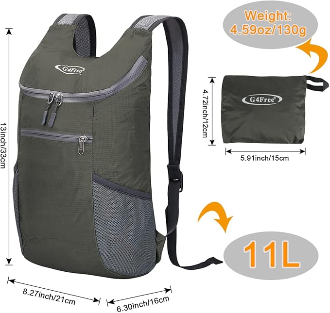 G4Free Lightweight Packable Hiking Backpack for Men Women Small Hiking Daypacks Foldable Shoulder