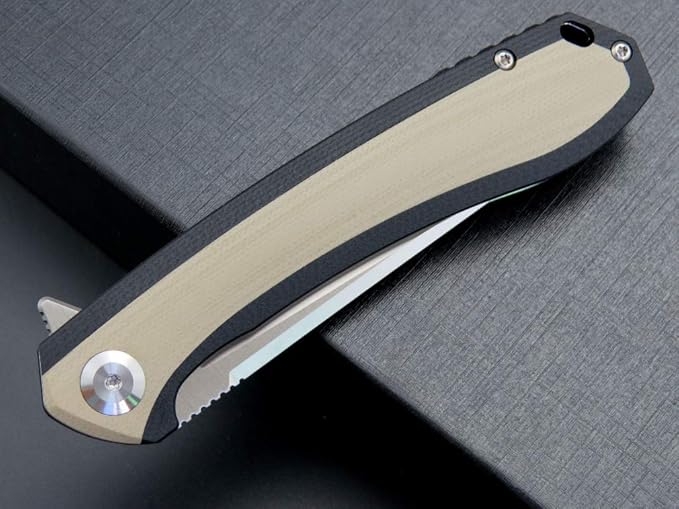 Eafengrow EF947 EDC D2 Folding Knife, G10 Handle Ball Bearing Folder with Locking Liner EDC Flipper