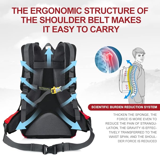 INOXTO lightweight Hiking Backpack 35L/40L Hiking Daypack with Waterproof Rain Cover for Travel