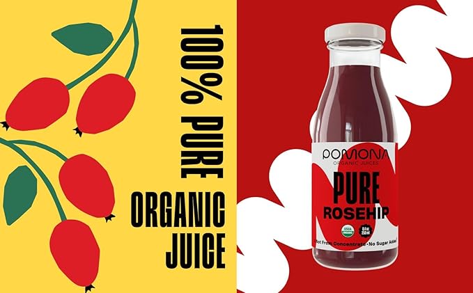 Pomona Organic Juices Pure Rosehip Juice, 8.4 Ounce Bottle (Pack of 12), Cold Pressed Organic